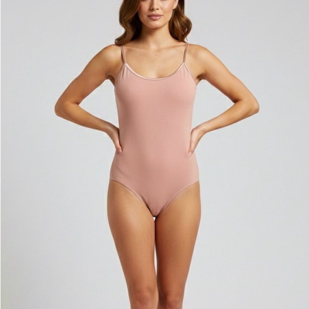Active Basic Bodysuit neutral ballerina pink peach cotton soft new strap tank